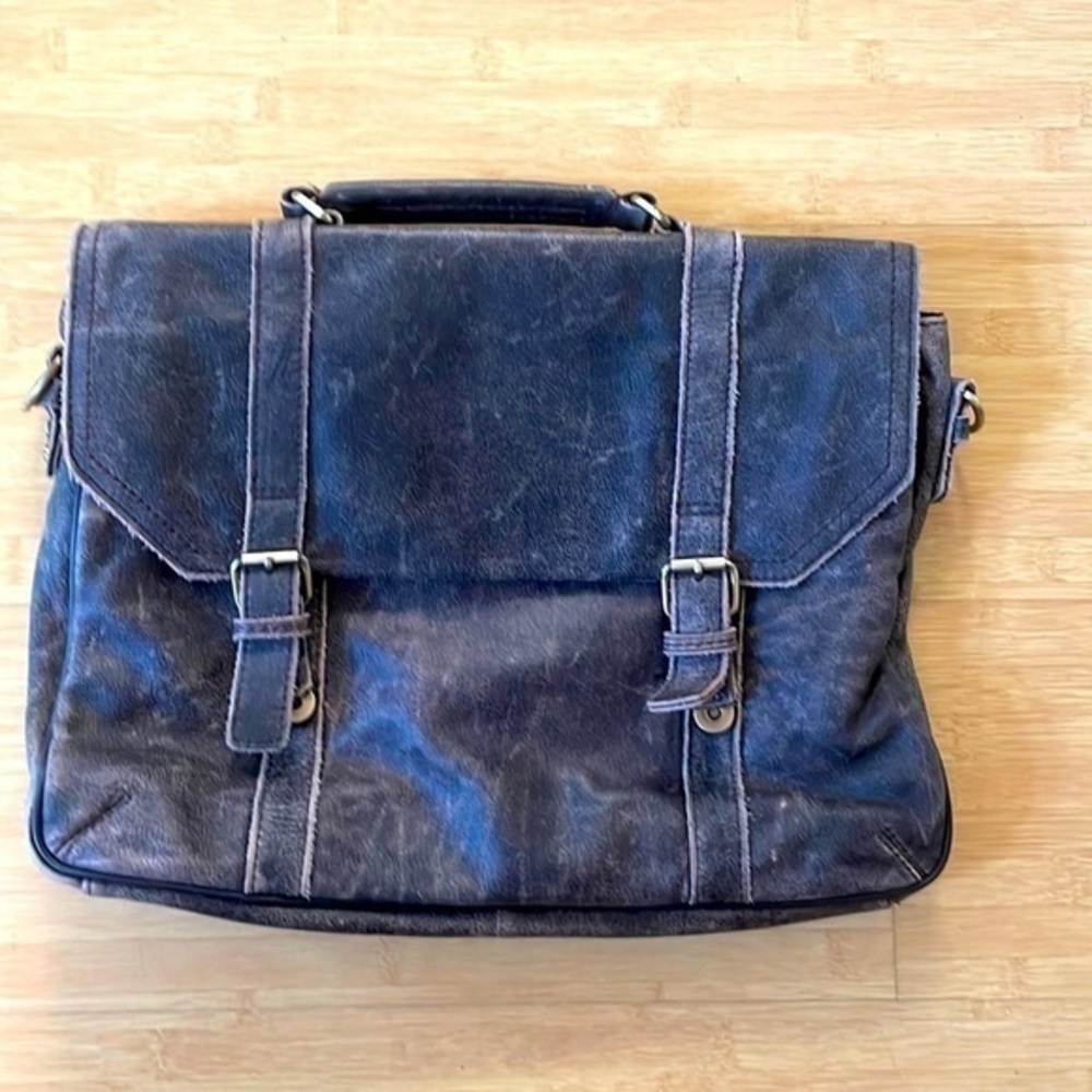 Pelle studios by Wilson leather black rivet vintage messenger leather bag purse